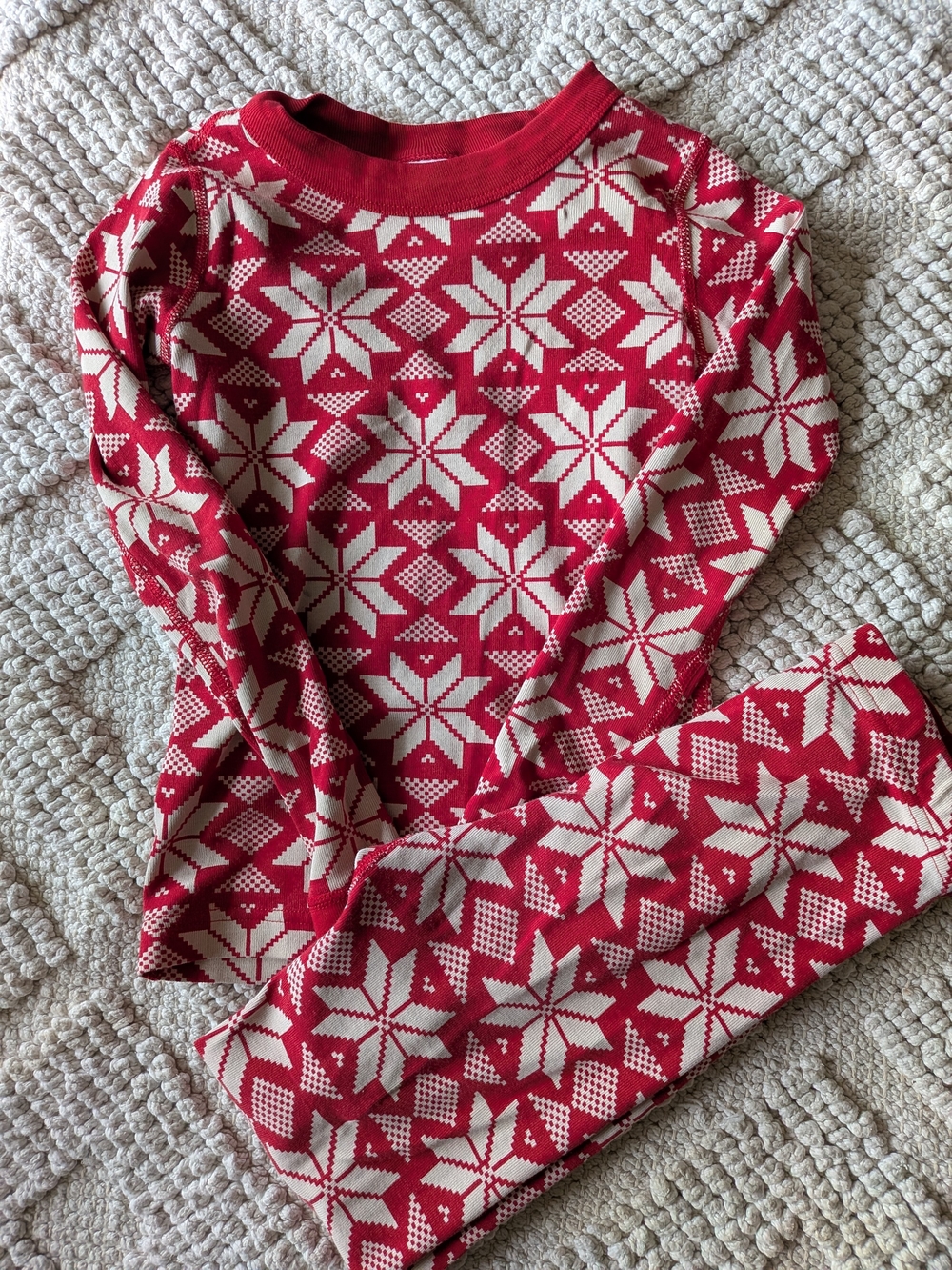 Hanna Andersson Red and Cream Star Thermal Pajama Set